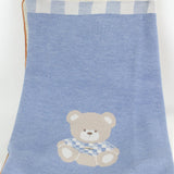 Marlù Coperta Celeste con Ricamo Bear per Neonati