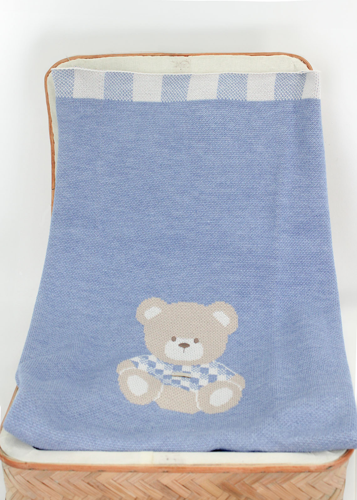 Marlù Coperta Celeste con Ricamo Bear per Neonati