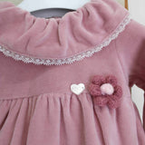 Minibanda Tutina Rosa con Ricamo Fiori per Neonate