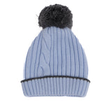 Coconnè Kids Cappellino Azzurro In Maglia con Pon Pon Grigio per Bambini