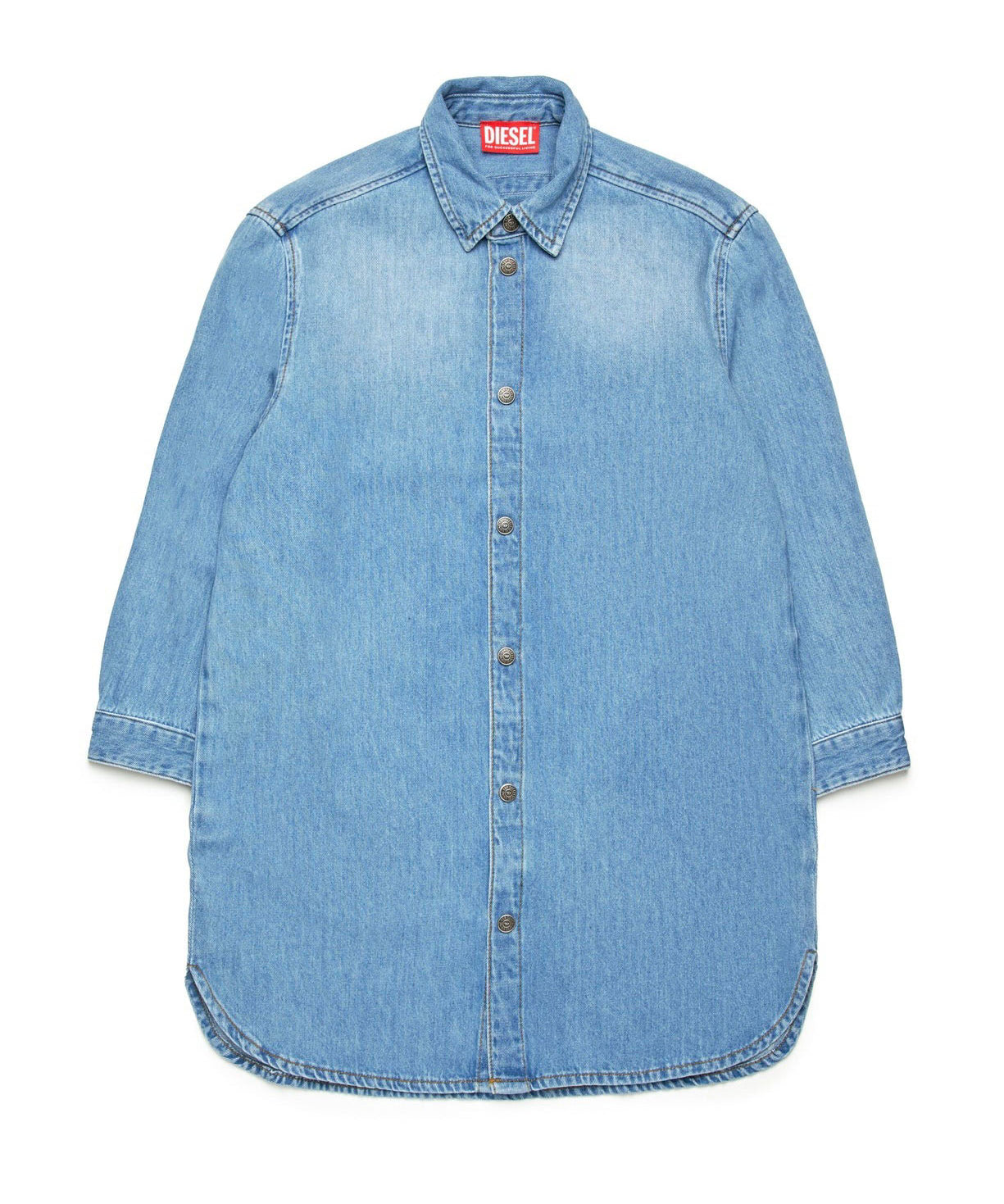 Diesel Kids Abito Denim con Patch Oval D per Bambine