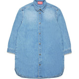 Diesel Kids Abito Denim con Patch Oval D per Bambine