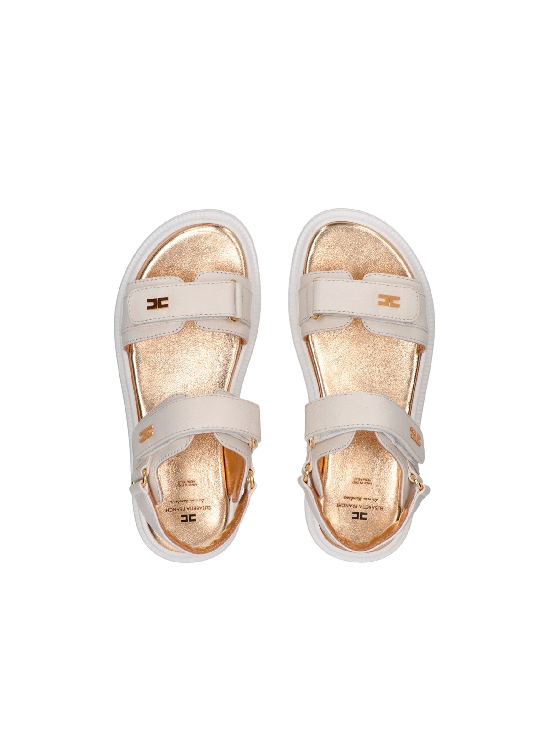 Elisabetta Franchi La Mia Bambina Sandalo Burro con Logo per Bambine