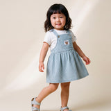 Moschino Kids White T-Shirt and Striped Dungarees for Baby Girls