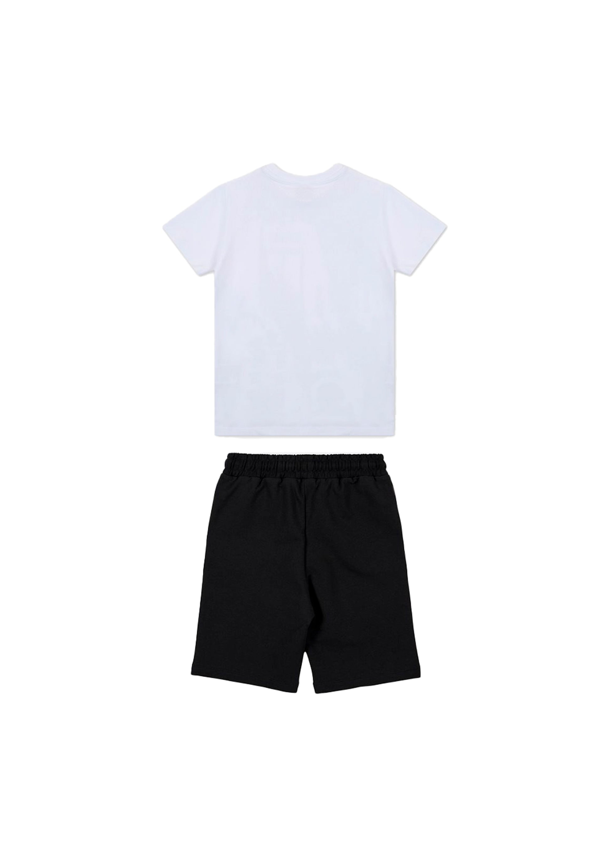 Iceberg Kids T-shirt Bianca con Stampa e Shorts Neri per Neonati