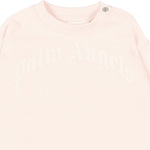 Palm Angels Kids Girocollo Rosa con Logo Bianco per Neonate