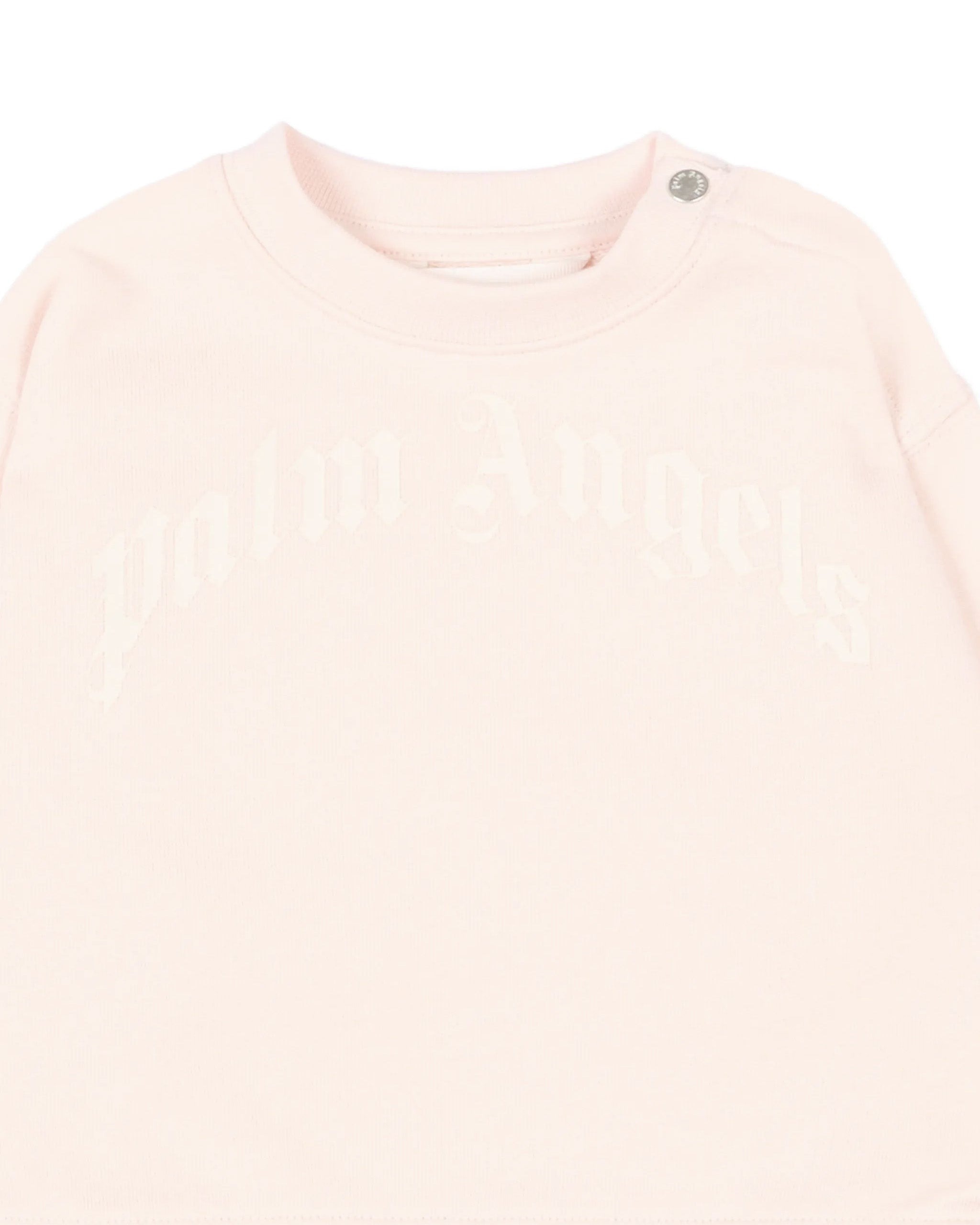 Palm Angels Kids Girocollo Rosa con Logo Bianco per Neonate