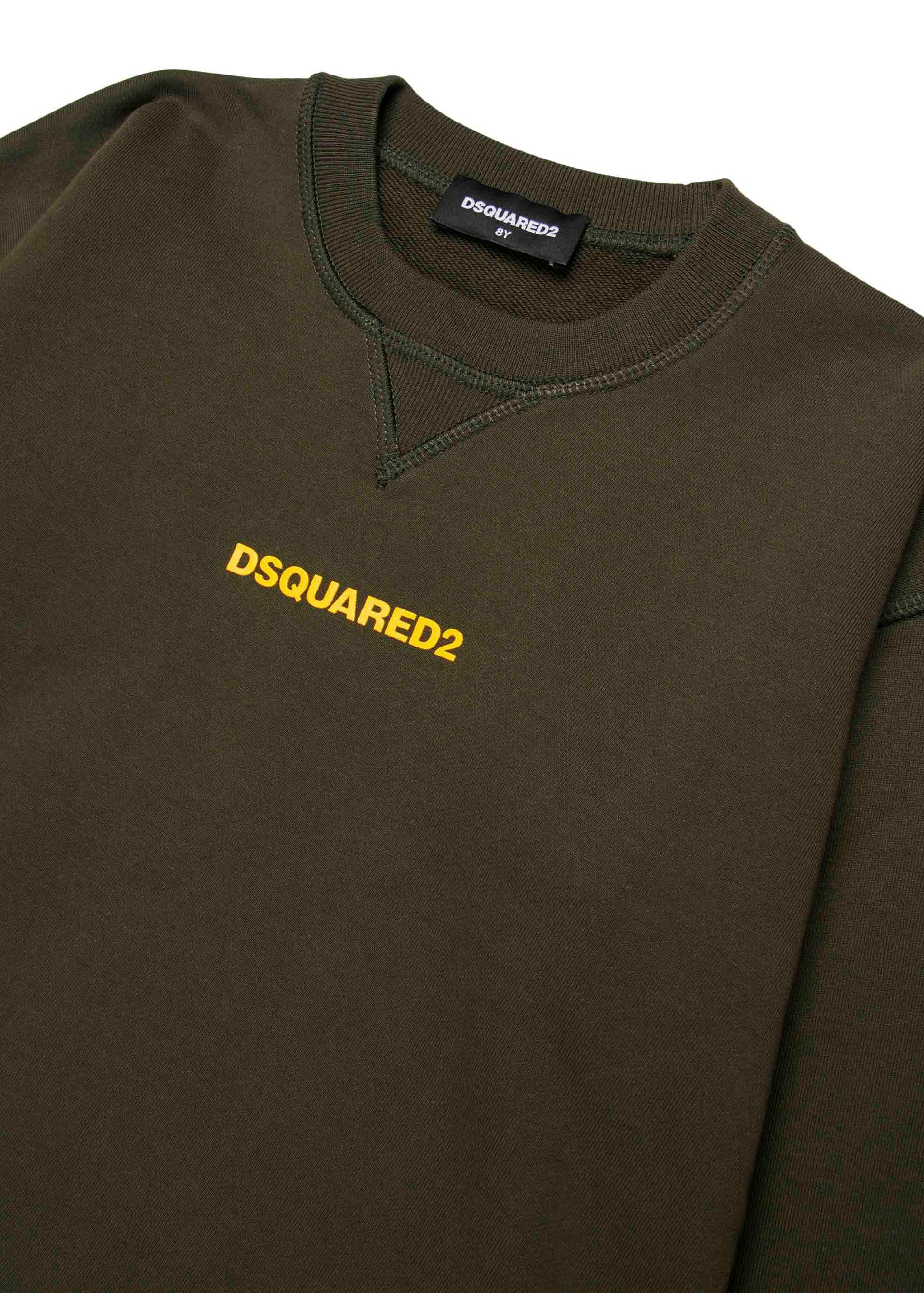 Dsquared2 Kids Felpa Girocollo Verde per Bambini