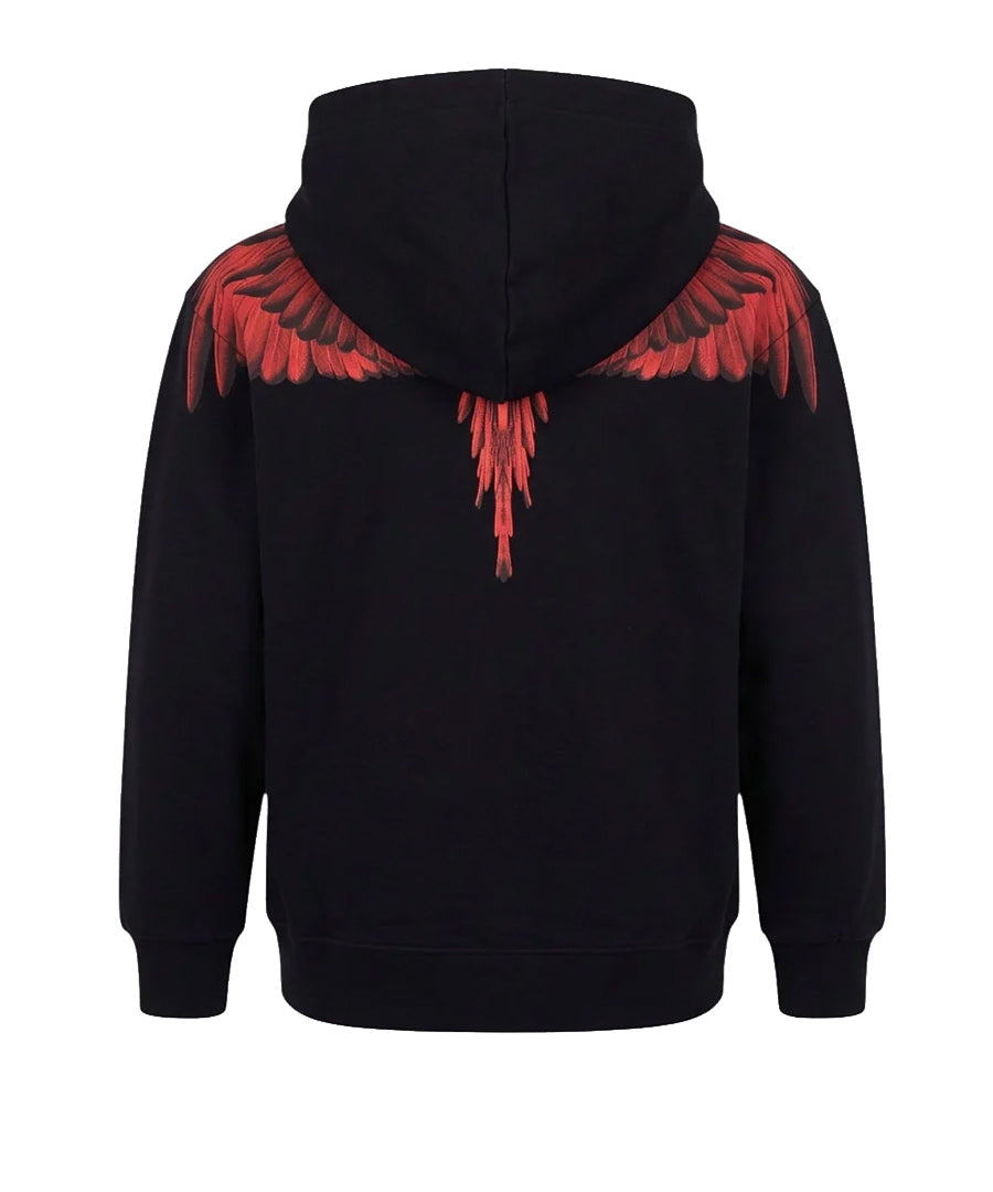 Marcelo Burlon County of Milan Kids Felpa Nero con Stampa Ali Rosso per Bambini