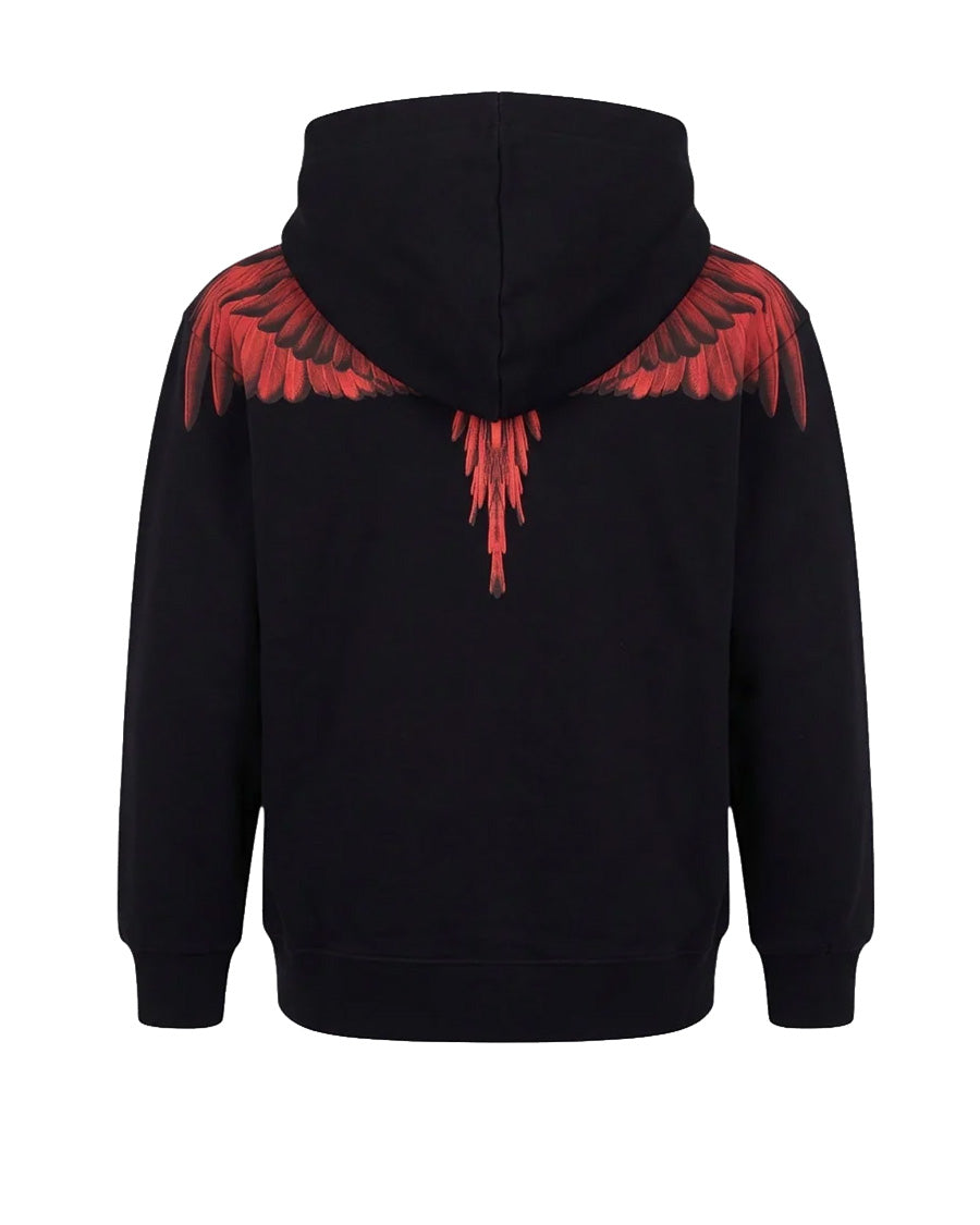 Marcelo Burlon County of Milan Kids Felpa Nero con Stampa Ali Rosso per Bambini