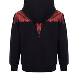 Marcelo Burlon County of Milan Kids Felpa Nero con Stampa Ali Rosso per Bambini