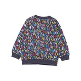 Moschino Kids Felpa Navy con Logo Colorful All Over per Neonati