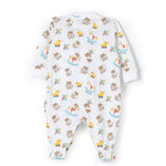 Moschino Kids Tutina Bianca con Stampa Grafica Teddy Bear All-over