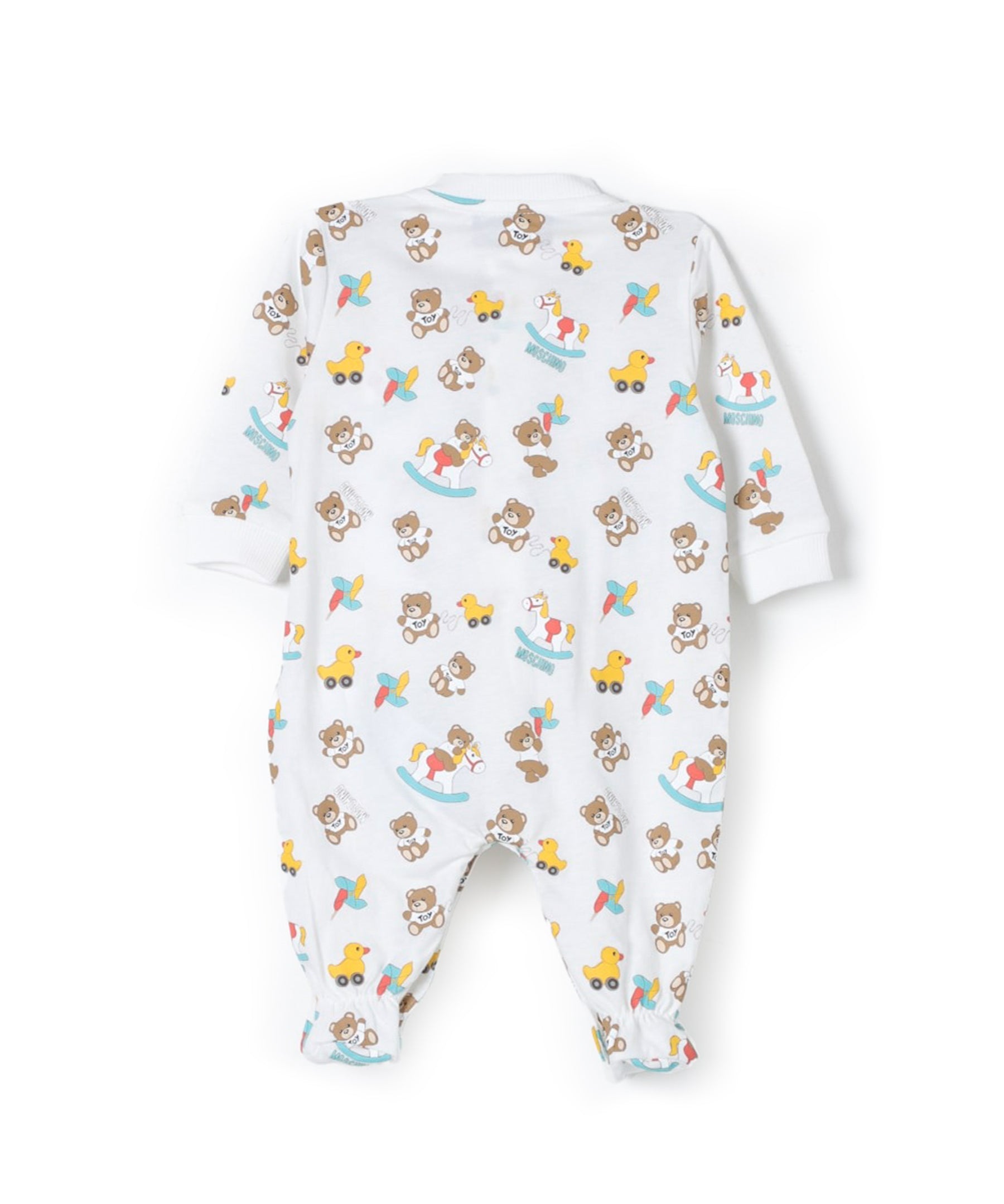 Moschino Kids Tutina Bianca con Stampa Grafica Teddy Bear All-over