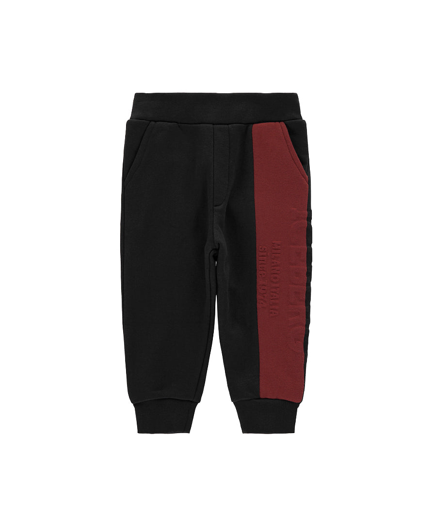 Iceberg Kids Pantaloni Joggers Neri con Logo Relief per Neonati