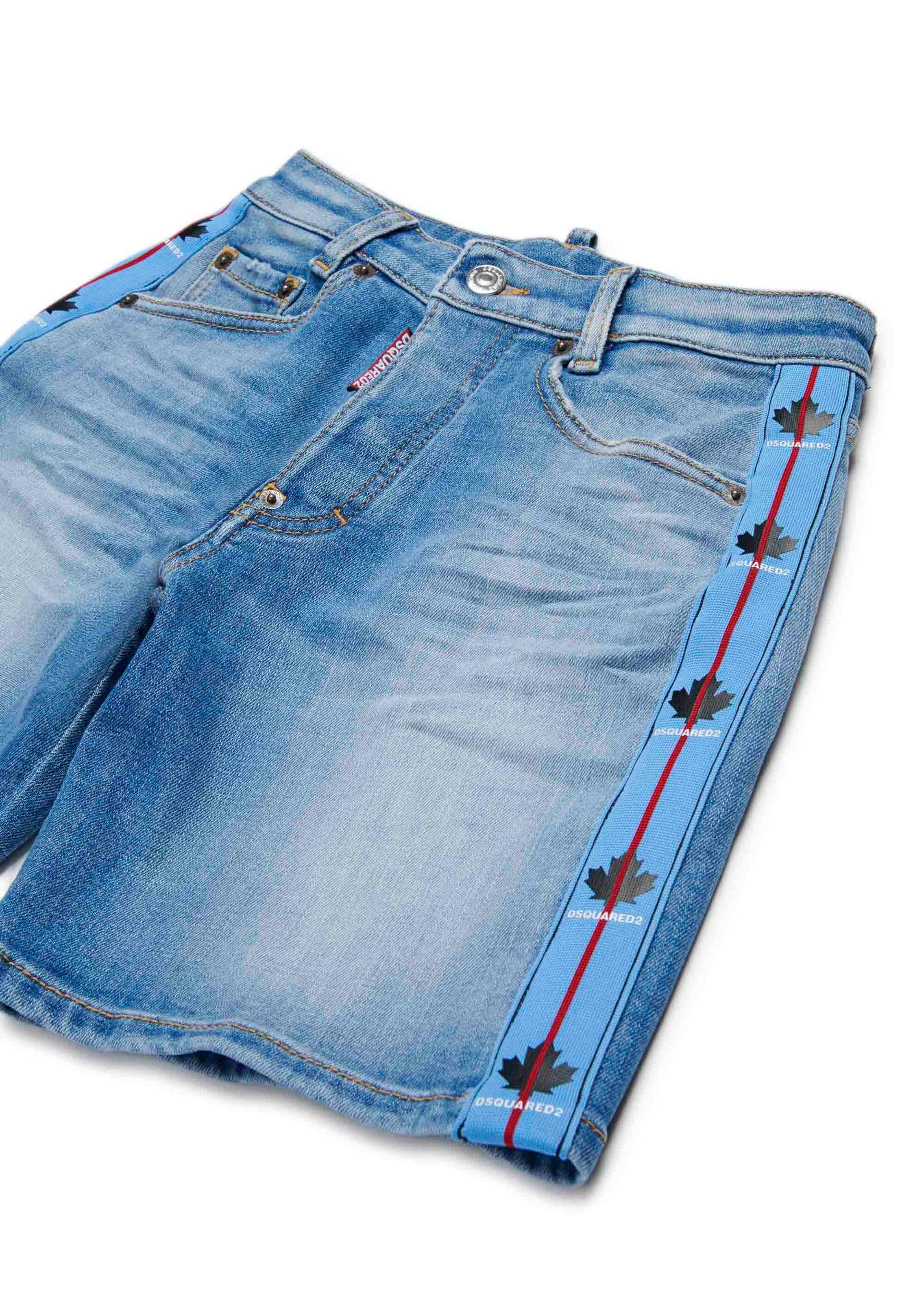 Dsquared2 Kids Bermuda Denim con Banda Logo per Bambini