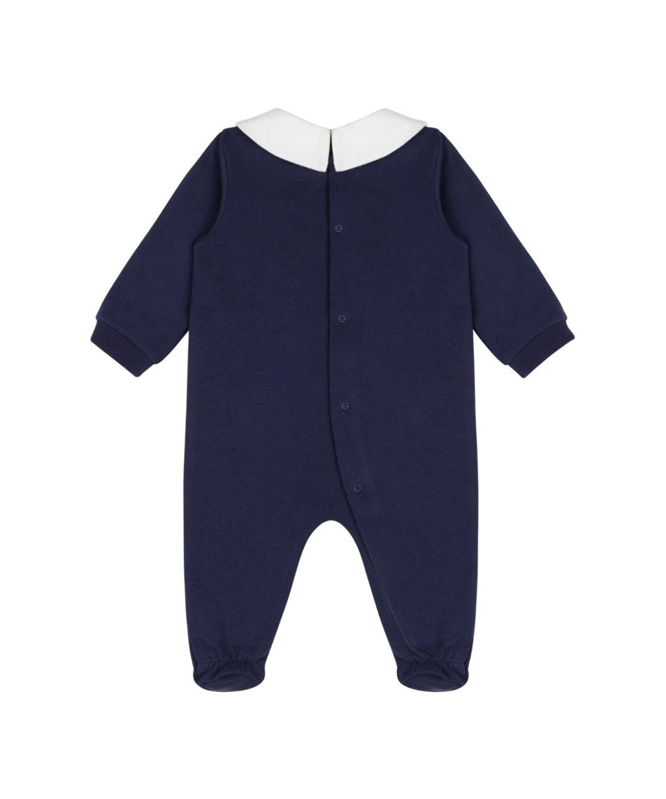 Moschino Kids Tutina Blu con Stampa Logo Teddy Bear per Neonati (retro)
