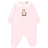 Moschino Kids Set Nascita Rosa con Tutina, Cappellino e Bavaglino con Stampa Teddy Bear Unisex