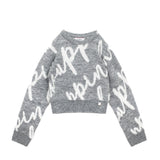 Pinko Kids Maglione Crop Grigio con Logo All-over per Bambine