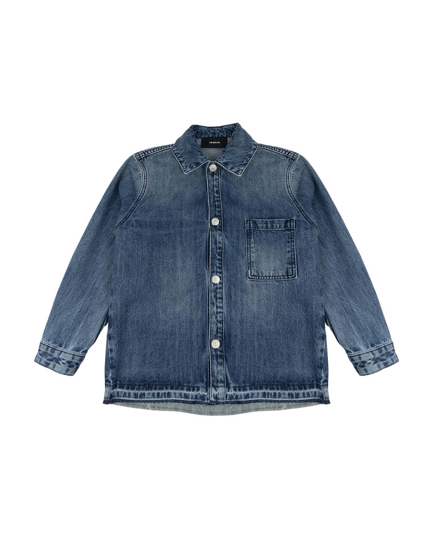I'M Brian Kids Camicia in Denim con Tasca per Bambini
