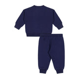 Moschino Kids Felpa con Pantaloni Blu con Logo per Neonati
