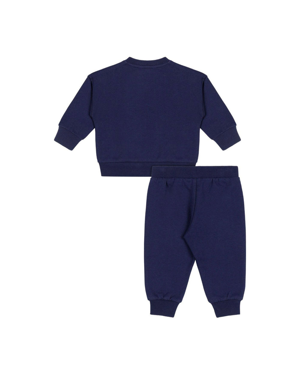 Moschino Kids Felpa con Pantaloni Blu con Logo per Neonati