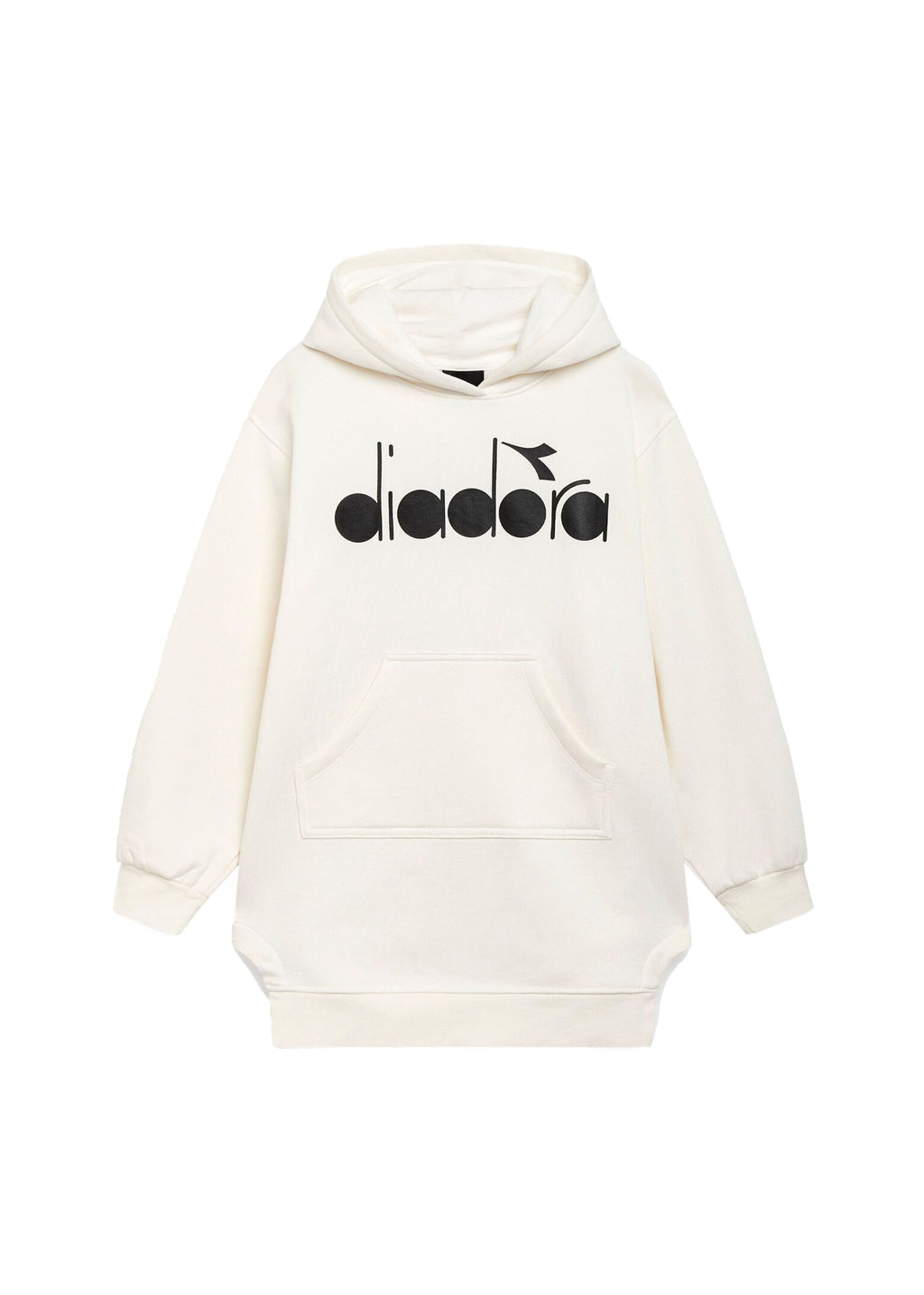 Diadora Kids Felpa Crema con Cappuccio con Stampa Logo per Bambine