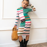 MSGM Kids Abito Tubino Multicolor in Maglia per Bambine