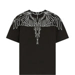Marcelo Burlon County Of Milan T-Shirt Girocollo Nera con Motivo Ali a Contrasto per Bambine