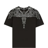 Marcelo Burlon County Of Milan T-Shirt Girocollo Nera con Motivo Ali a Contrasto per Bambine
