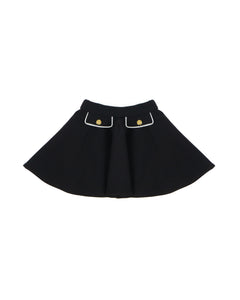 Elisabetta Franchi La Mia Bambina Gonna Nera con Bottoni Oro per Neonate