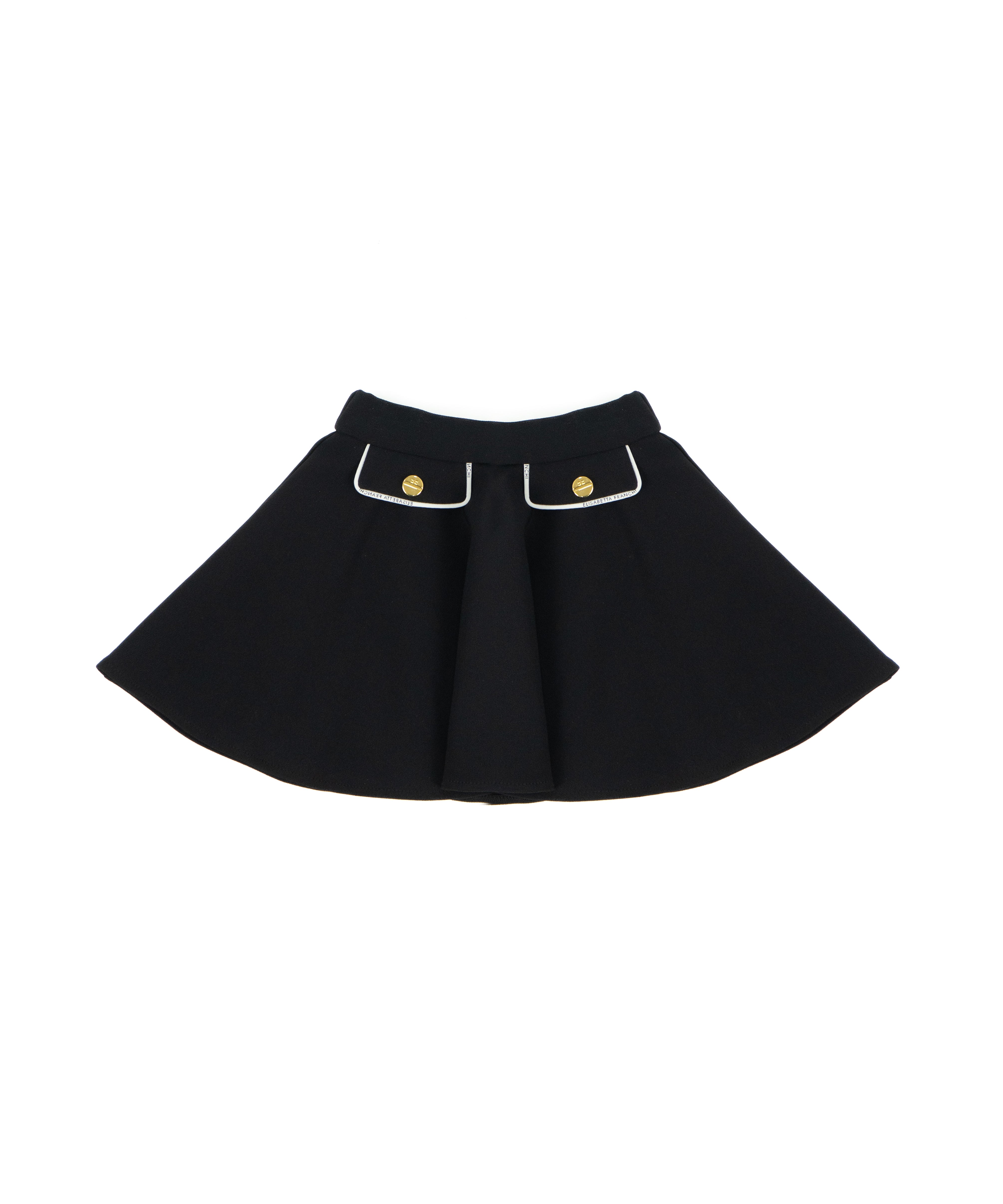 Elisabetta Franchi La Mia Bambina Gonna Nera con Bottoni Oro per Neonate