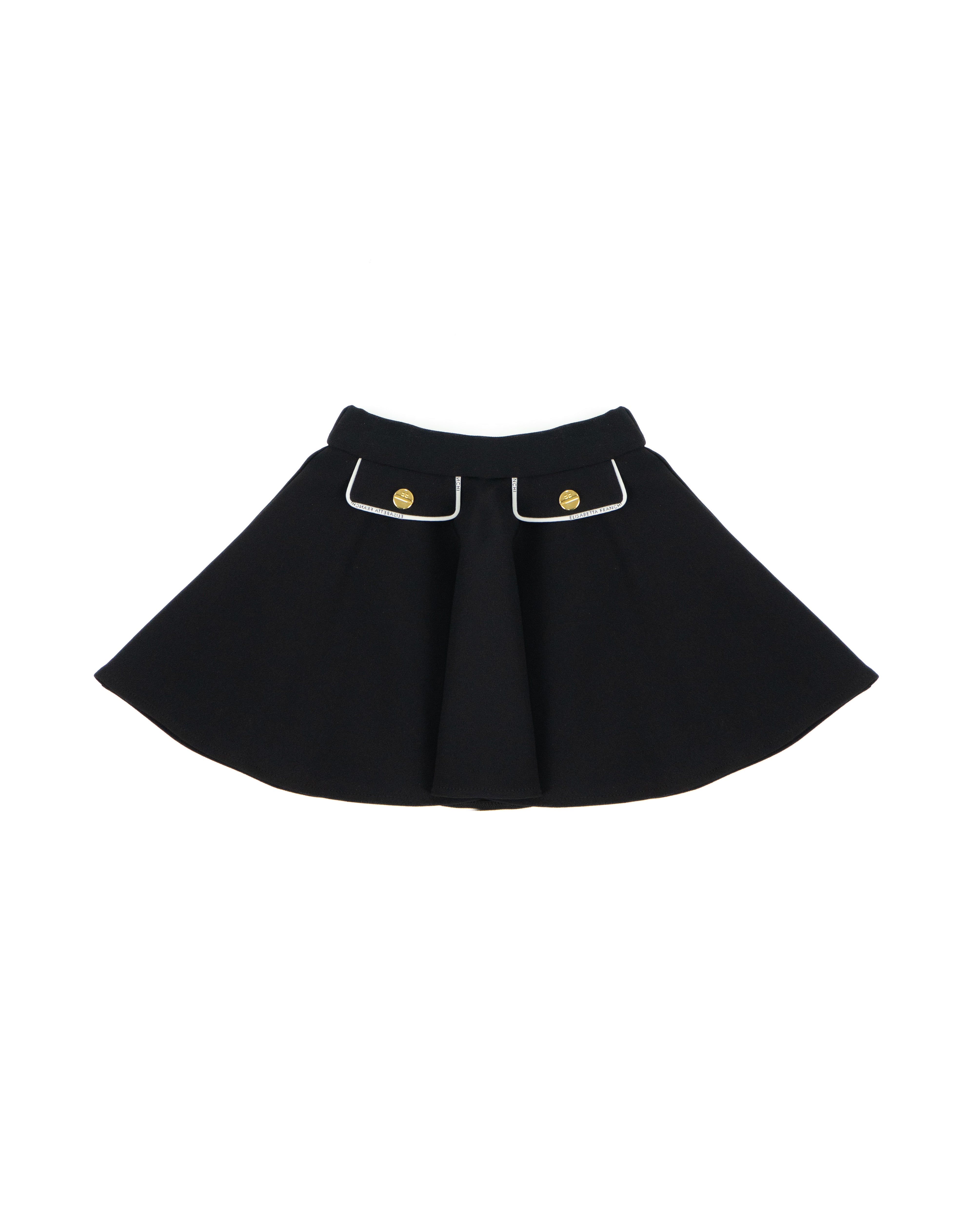 Elisabetta Franchi La Mia Bambina Gonna Nera con Bottoni Oro per Neonate