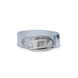 Diesel Kids Silver Leather Belt with Oval D Logo