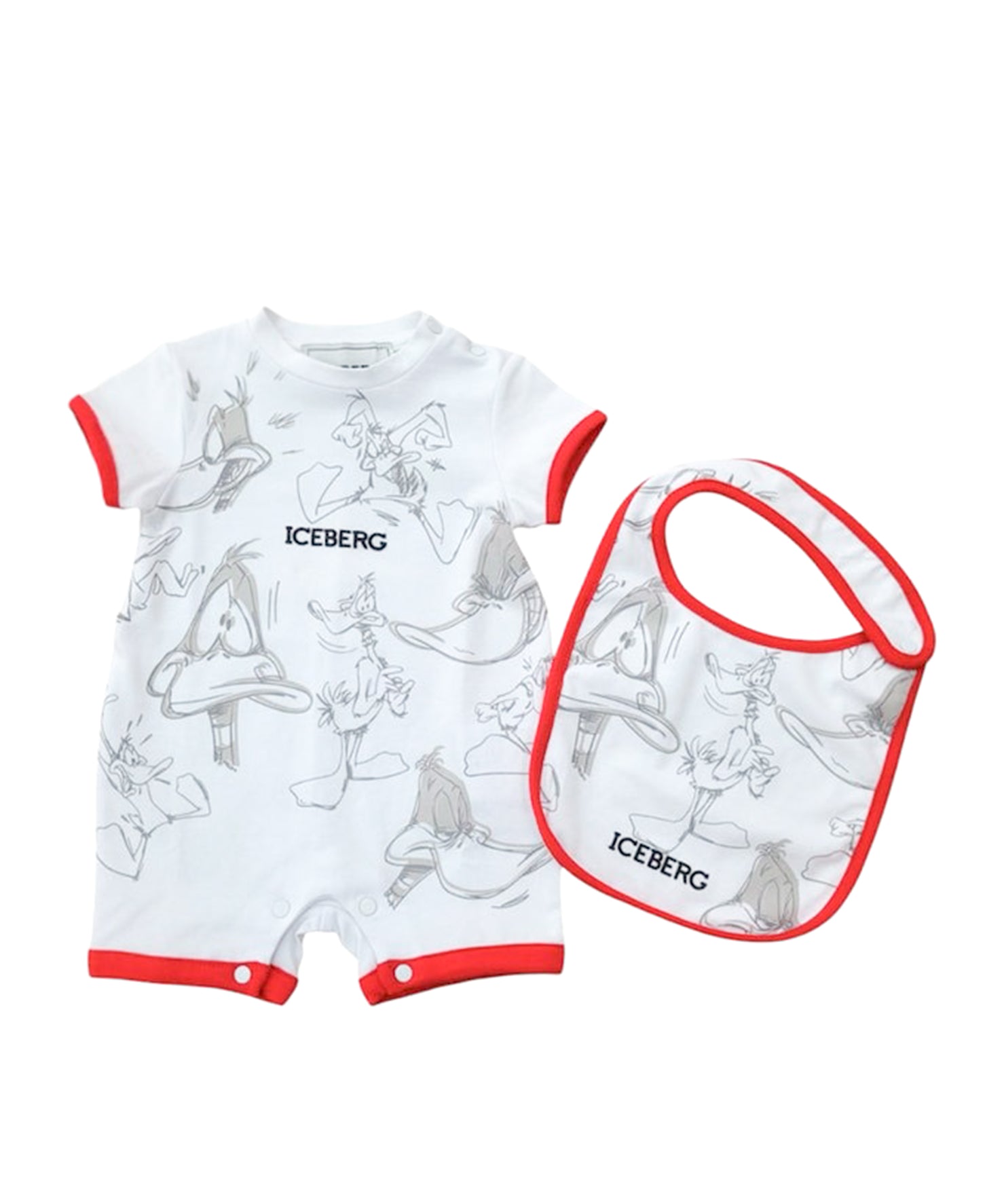 Iceberg Kids Tutina con Bavetta Bianca con Stampa per Neonati