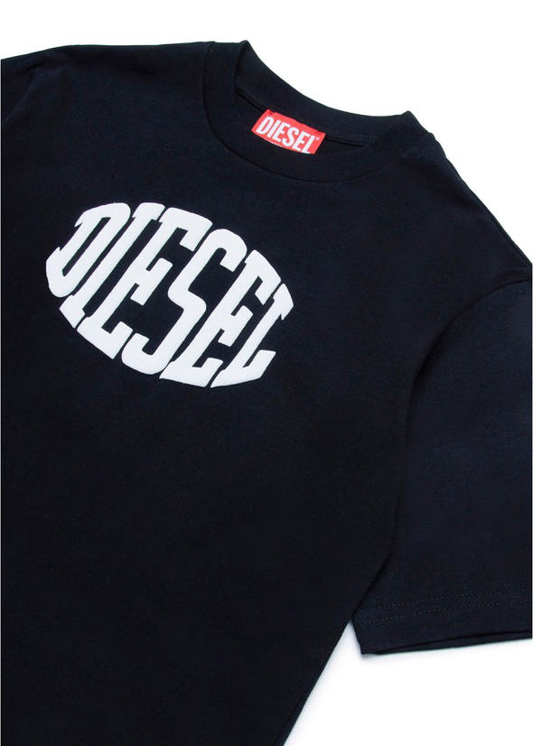 Diesel Kids T-shirt Nera Puffy Print per Bambini