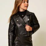 Twinset Kids Giubbino in Pelle per Bambine