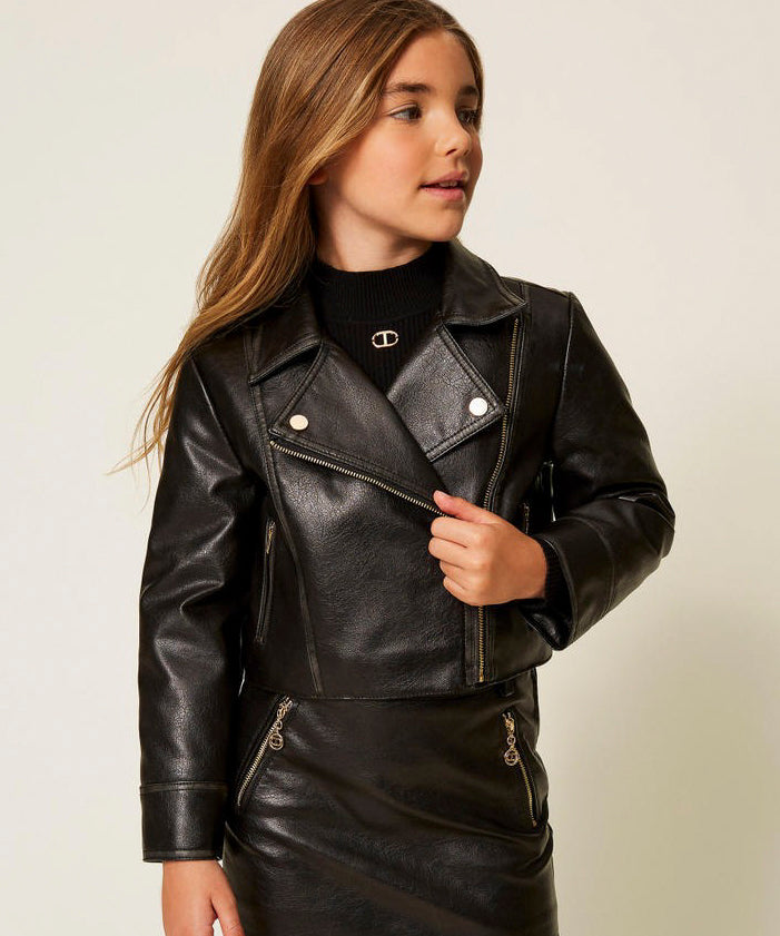 Twinset Kids Giubbino in Pelle per Bambine