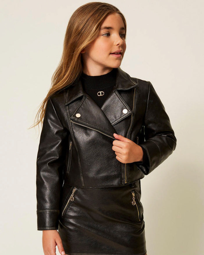 Twinset Kids Giubbino in Pelle per Bambine
