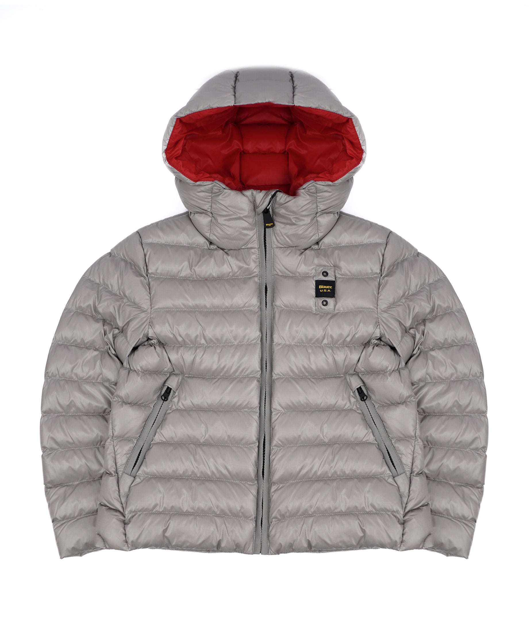 Blauer Kids Giubbino Grigio con Cappuccio e Interno Rosso a Contrasto ANSEL JUNIOR per Bambini