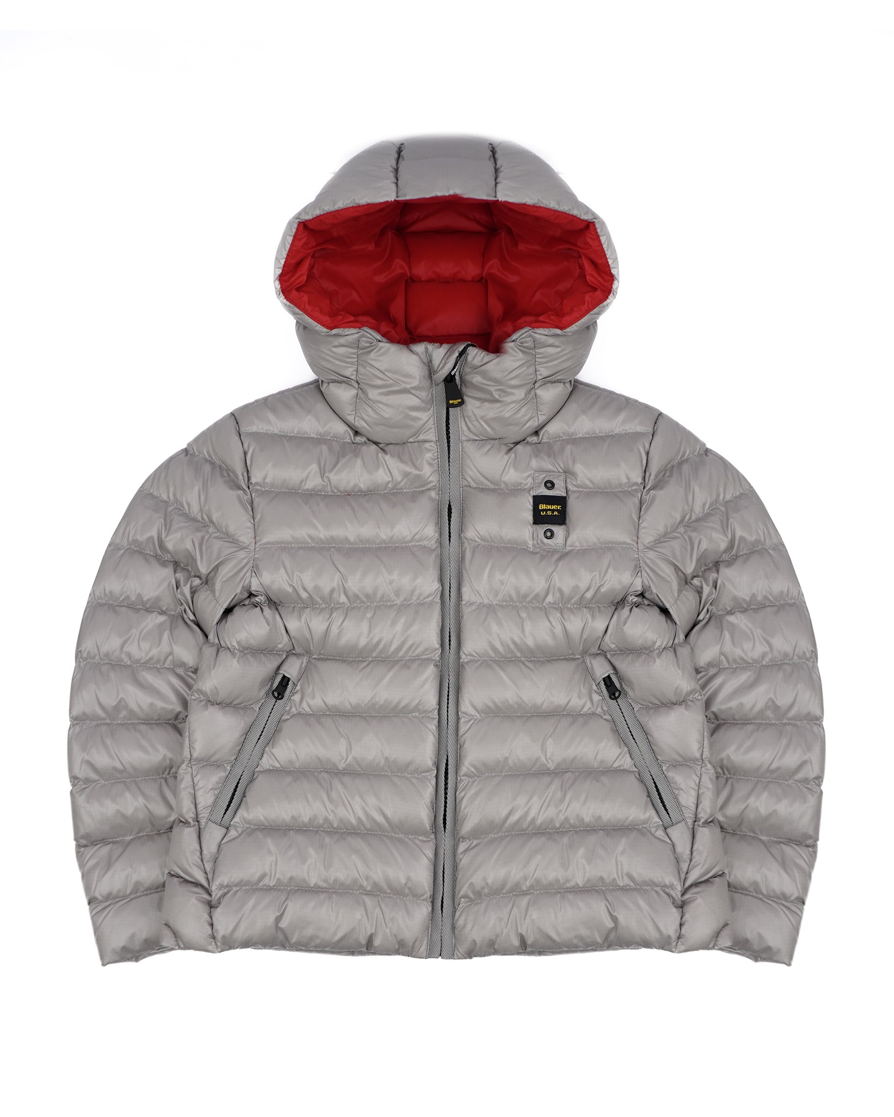 Blauer Kids Giubbino Grigio con Cappuccio e Interno Rosso a Contrasto ANSEL JUNIOR per Bambini