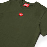 Diesel Kids T-Shirt Verde con Logo Frotale a Contrasto Unisex  per Bambini
