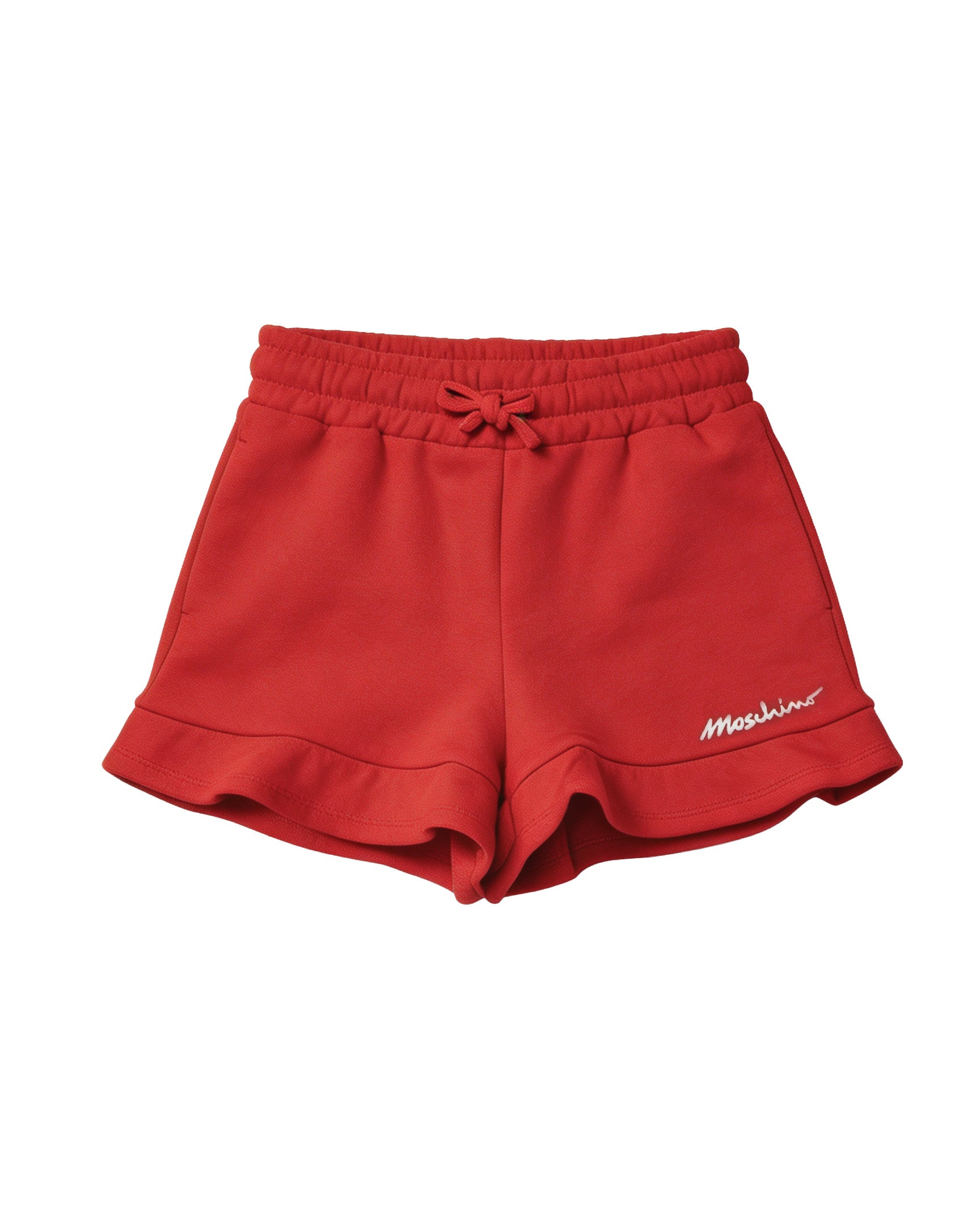 Moschino Kids Short Rosso con Logo Bianco per Bambine