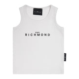 John Richmond Kids Canotta Bianca a Coste con Logo per Bambini