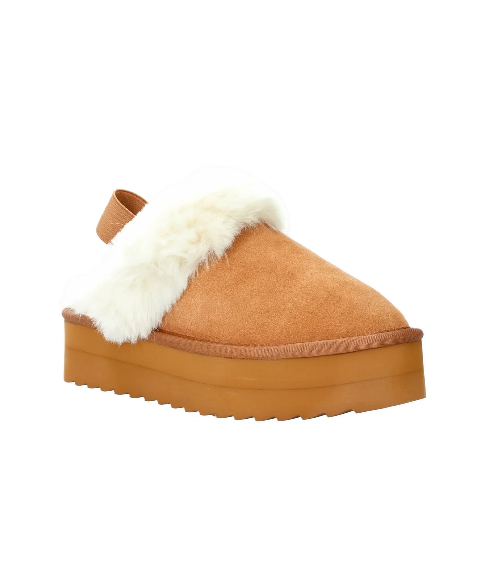 Color Of California Pantofole Tan Biscotto con Fascia in Finta Pellicia Bianca 31/35 per Bambine