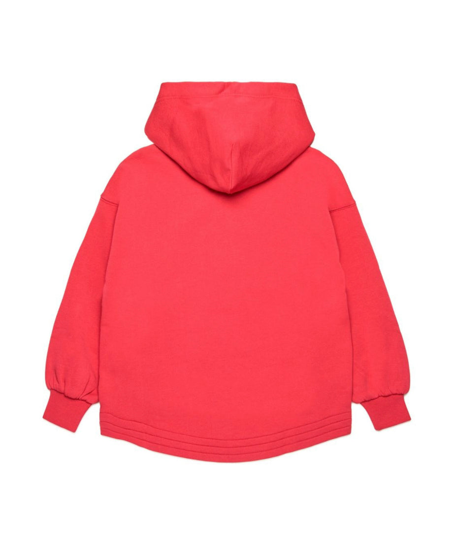 Diesel Kids Felpa Fucsia con Cappuccio e Zip con Oval D per Bambine