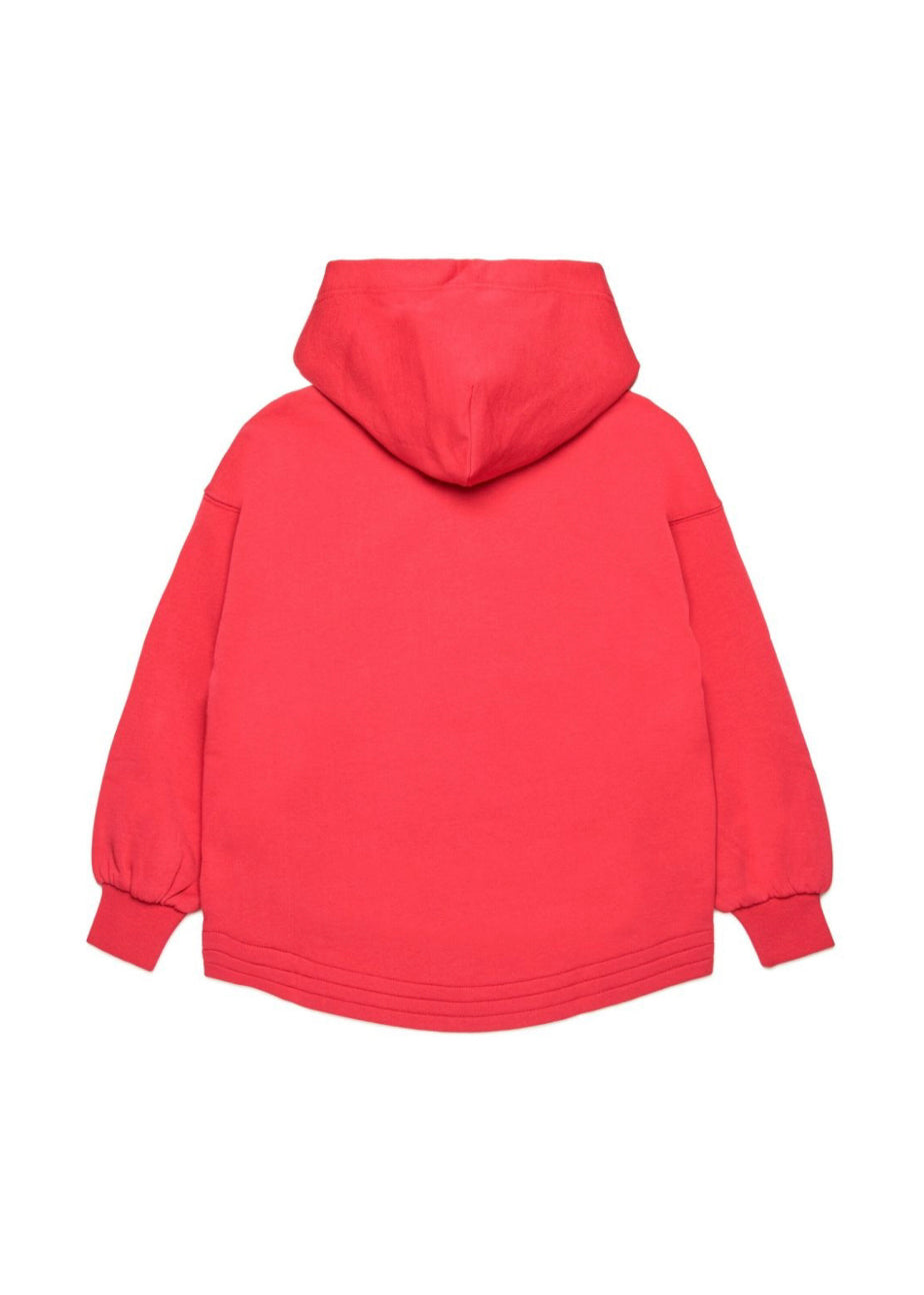 Diesel Kids Felpa Fucsia con Cappuccio e Zip con Oval D per Bambine