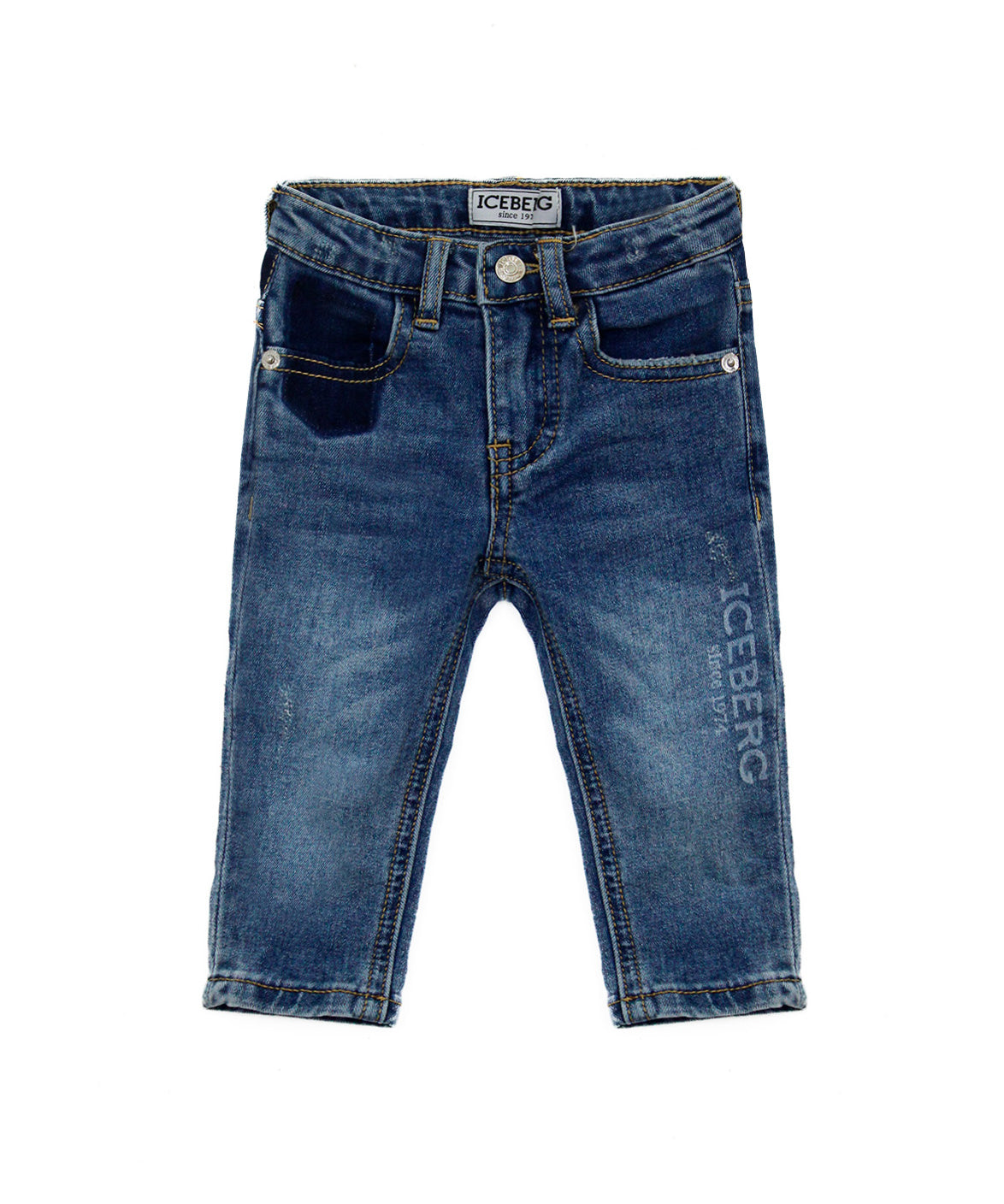 Iceberg Kids Pantaloni Denim Delavè per Neonati