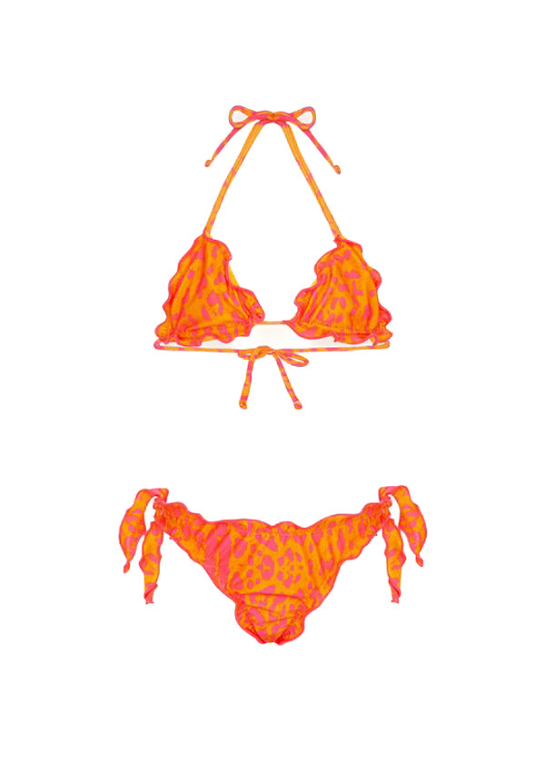 EffeK Costume Bikini Fantasia Maculata Arancione per Bambine