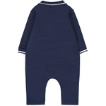 Boss Kids Tutina Blu e Bianca con Colletto a Camicia per Neonati